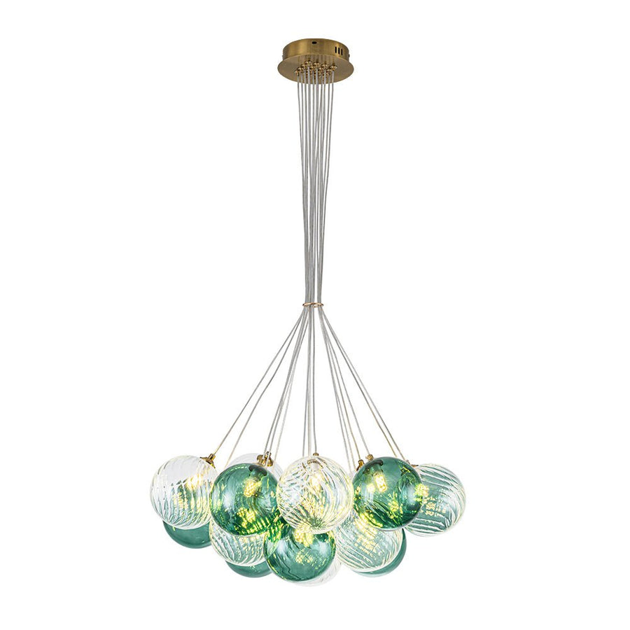 Farmhouze Light - Modern Brass Cluster Glass Globe Blue Bubble Chandelier - Chandelier - Green - 