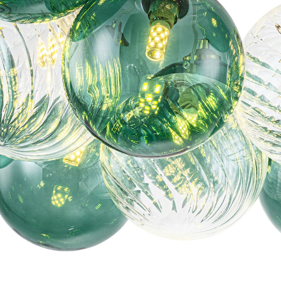 Farmhouze Light - Modern Brass Cluster Glass Globe Blue Bubble Chandelier - Chandelier - Green - 