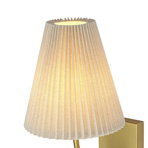 Farmhouze Light - Modern Brass Single Beige Fabric Cone Wall Light - Wall Sconce - 1 - Light - 