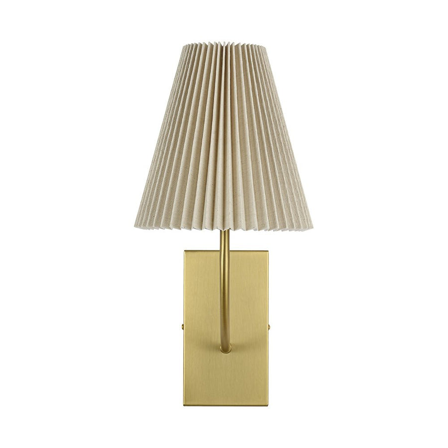 Farmhouze Light - Modern Brass Single Beige Fabric Cone Wall Light - Wall Sconce - 1 - Light - 