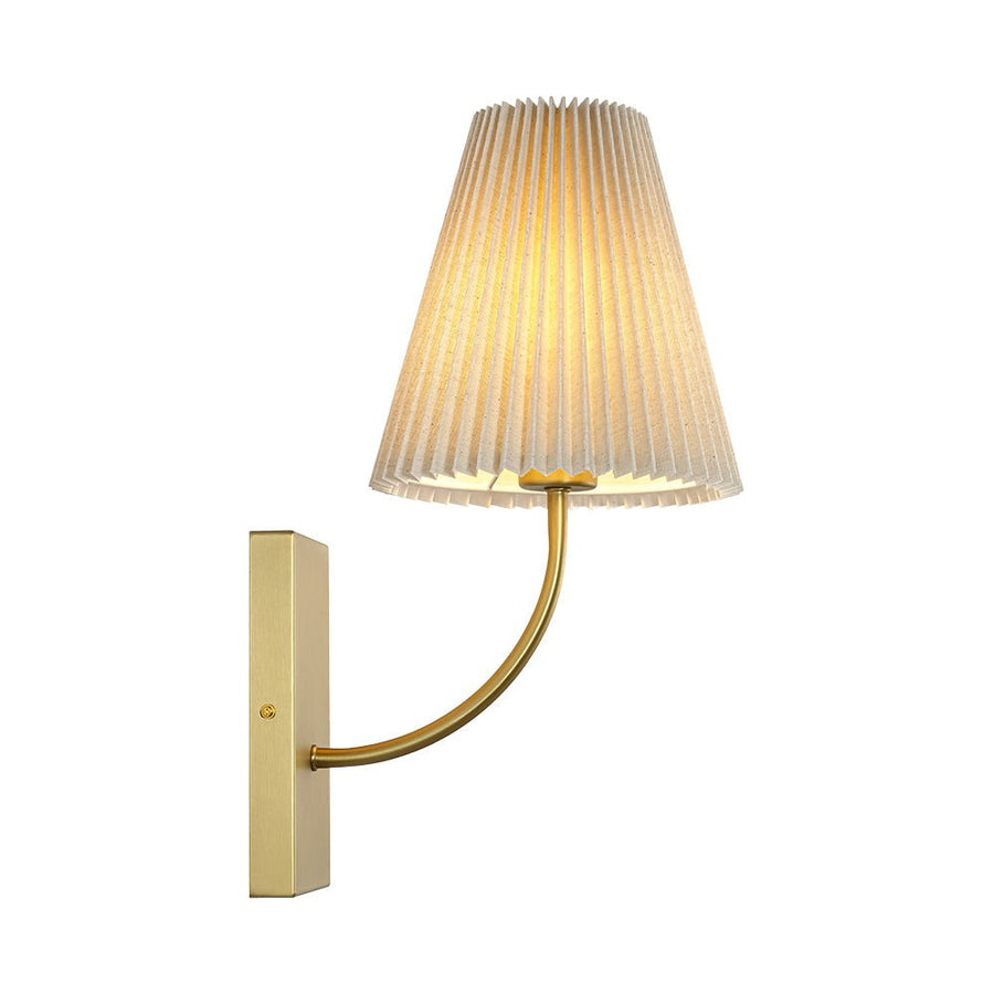 Farmhouze Light - Modern Brass Single Beige Fabric Cone Wall Light - Wall Sconce - 1 - Light - 