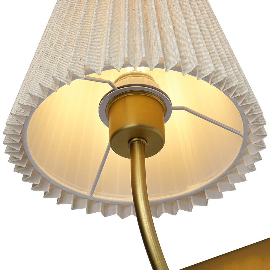 Farmhouze Light - Modern Brass Single Beige Fabric Cone Wall Light - Wall Sconce - 1 - Light - 