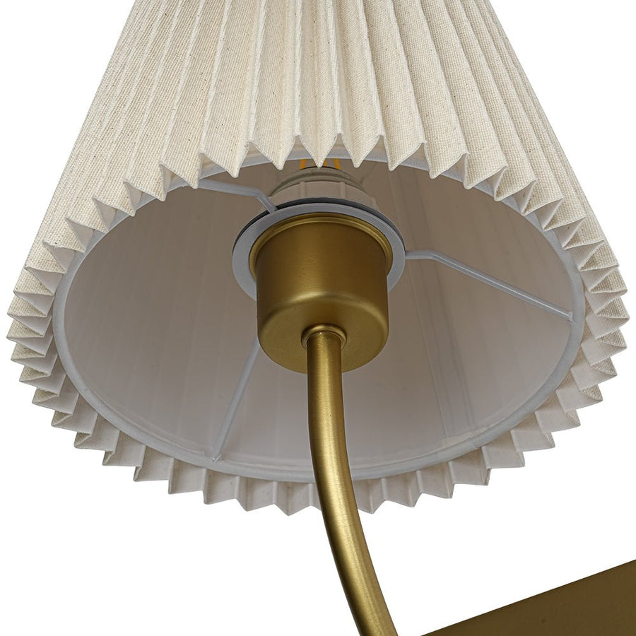 Farmhouze Light - Modern Brass Single Beige Fabric Cone Wall Light - Wall Sconce - 1 - Light - 