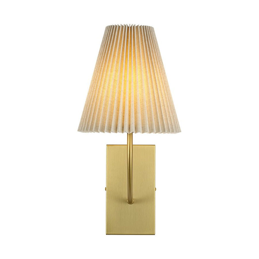 Farmhouze Light - Modern Brass Single Beige Fabric Cone Wall Light - Wall Sconce - 1 - Light - 