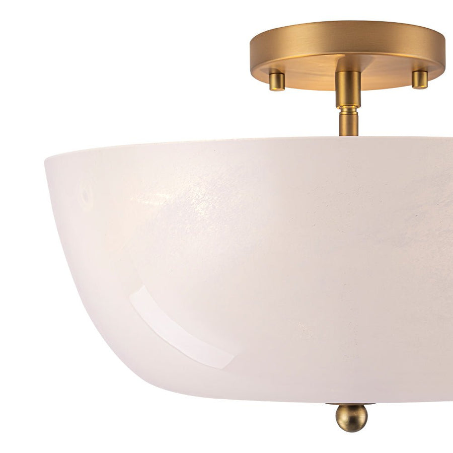 Farmhouze Light - Modern Brass Single Glossy Milk Cloudy Glass Ceiling Light - Ceiling Light - Brass - 