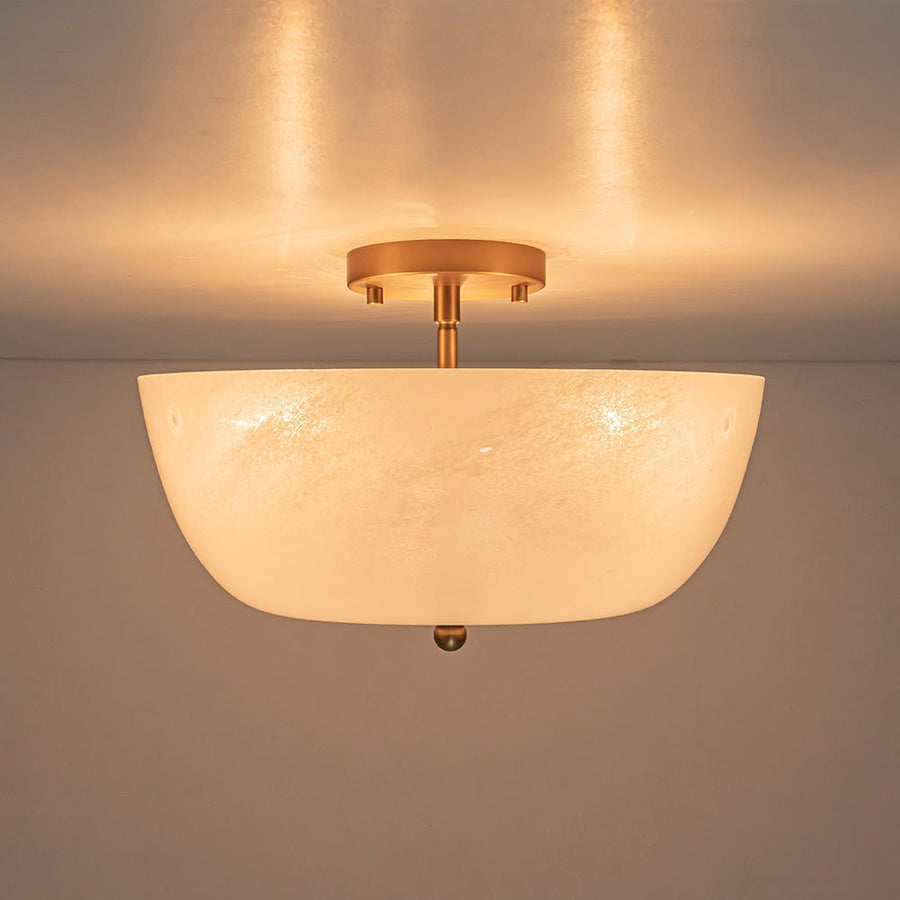 Farmhouze Light - Modern Brass Single Glossy Milk Cloudy Glass Ceiling Light - Ceiling Light - Brass - 