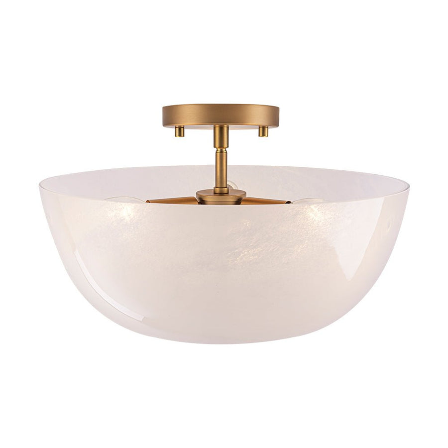Farmhouze Light - Modern Brass Single Glossy Milk Cloudy Glass Ceiling Light - Ceiling Light - Brass - 