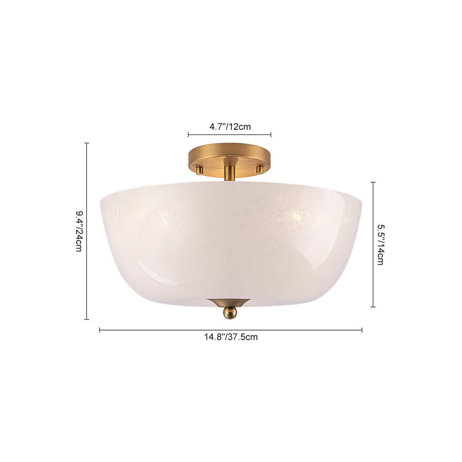 Farmhouze Light - Modern Brass Single Glossy Milk Cloudy Glass Ceiling Light - Ceiling Light - Brass - 
