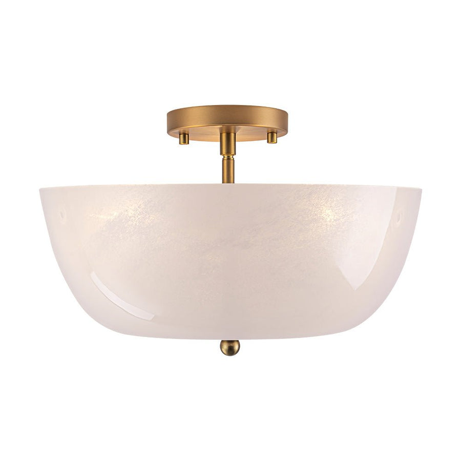 Farmhouze Light - Modern Brass Single Glossy Milk Cloudy Glass Ceiling Light - Ceiling Light - Brass - 
