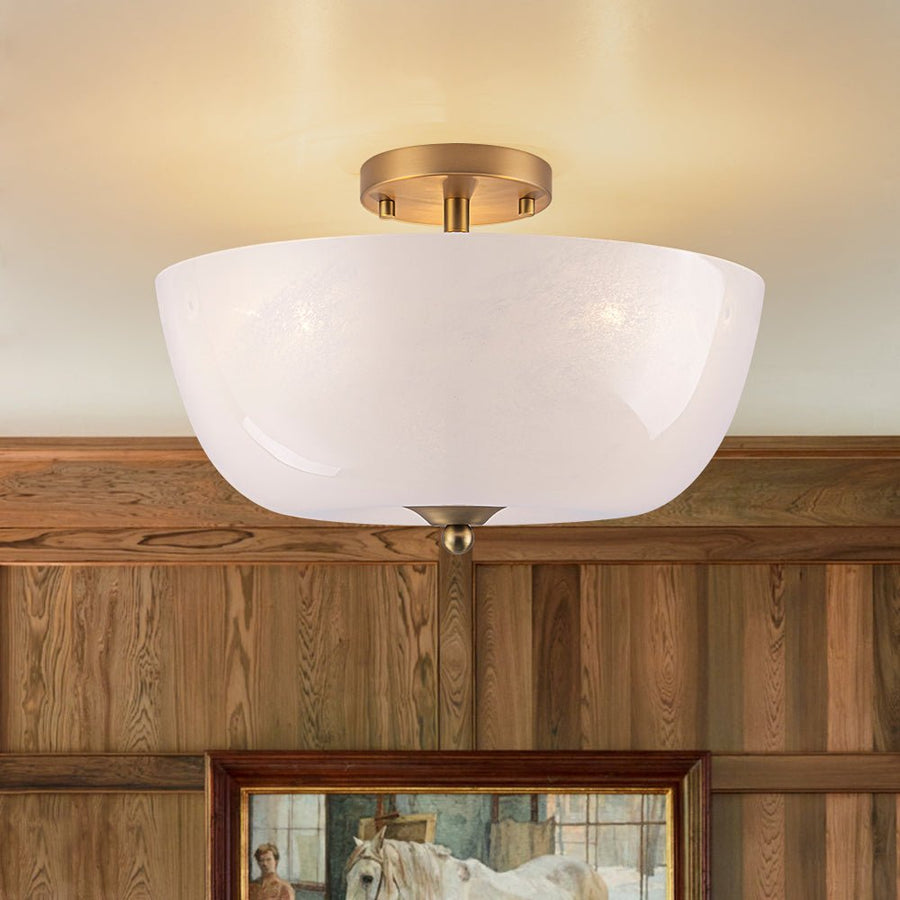 Farmhouze Light - Modern Brass Single Glossy Milk Cloudy Glass Ceiling Light - Ceiling Light - Brass - 