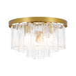Load image into Gallery viewer, Farmhouze Light-Modern Brass Tiered Textured Glass Round Flush Mount-Ceiling Light-15.7 in-
