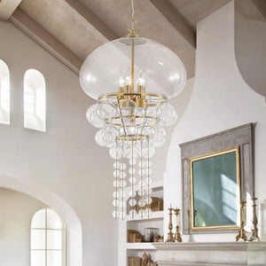 Farmhouze Light - Modern Brushed Brass Glam Glass Bubble Jellyfish Chandelier - Chandelier - Brass - 