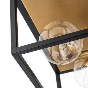 Farmhouze Light - Modern Bubble Brass Black Square Cage Ceiling Light - Ceiling Light - Black + Brass - 