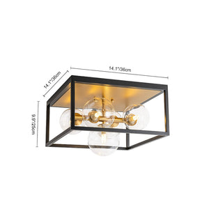 Farmhouze Light - Modern Bubble Brass Black Square Cage Ceiling Light - Ceiling Light - Black + Brass - 