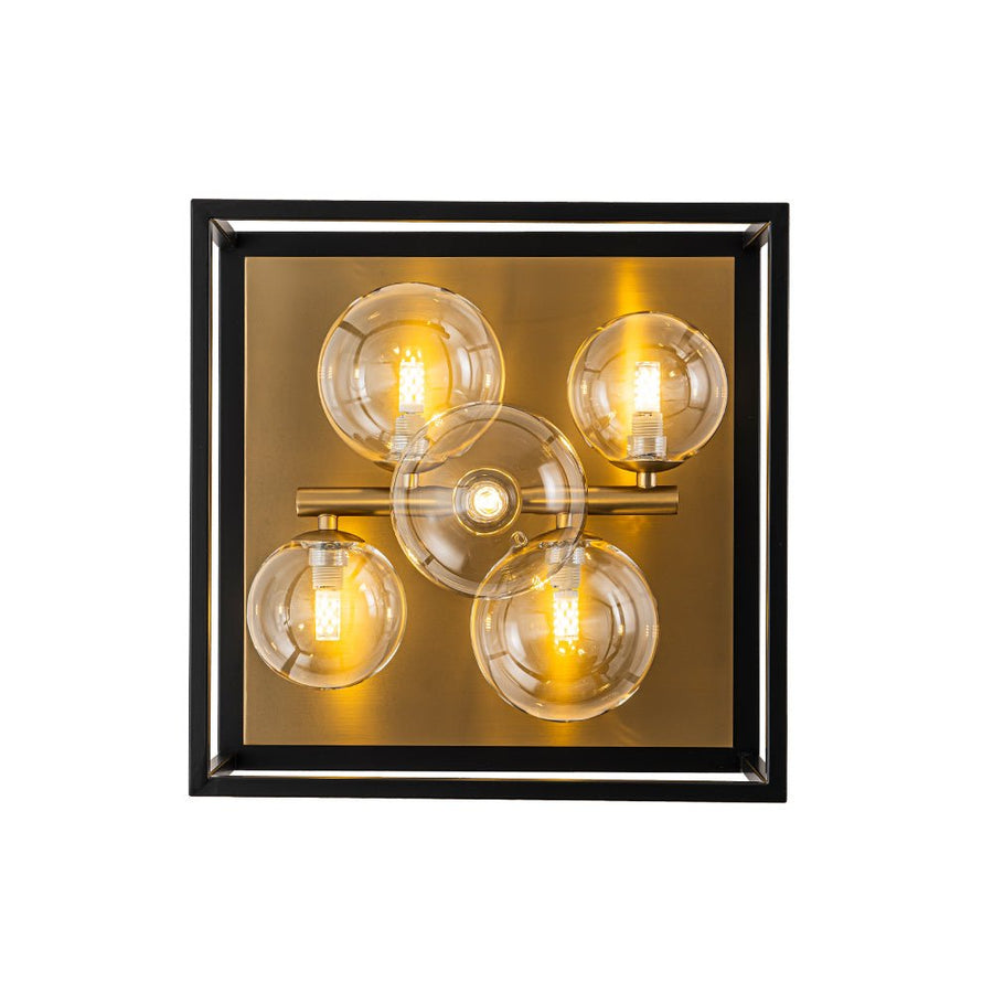 Farmhouze Light - Modern Bubble Brass Black Square Cage Ceiling Light - Ceiling Light - Black + Brass - 