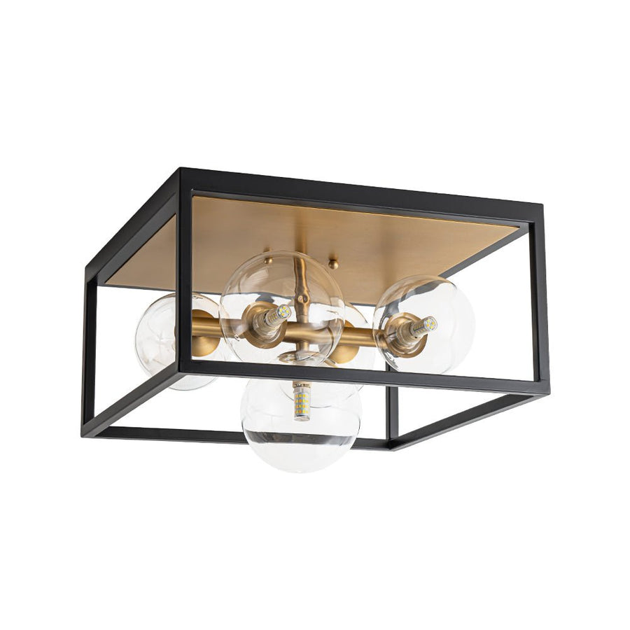 Farmhouze Light - Modern Bubble Brass Black Square Cage Ceiling Light - Ceiling Light - Black + Brass - 