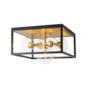 Farmhouze Light - Modern Bubble Brass Black Square Cage Ceiling Light - Ceiling Light - Black + Brass - 