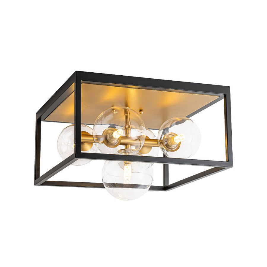 Farmhouze Light - Modern Bubble Brass Black Square Cage Ceiling Light - Ceiling Light - Black + Brass - 