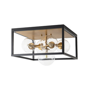 Farmhouze Light - Modern Bubble Brass Black Square Cage Ceiling Light - Ceiling Light - Black + Brass - 