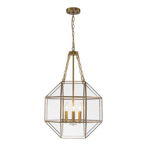 Farmhouze Light - Modern Candle Style Glass Geometric Cage Chandelier - Chandelier - 3 - Light - 