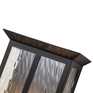 Farmhouze Light-Modern Candle Style Ripple Glass Outdoor Wall Lantern-Wall Sconce-Black-