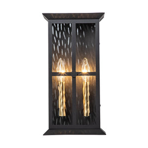 Farmhouze Light-Modern Candle Style Ripple Glass Outdoor Wall Lantern-Wall Sconce-Black-