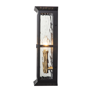 Farmhouze Light-Modern Candle Style Ripple Glass Outdoor Wall Lantern-Wall Sconce-Black-