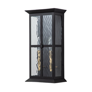 Farmhouze Light-Modern Candle Style Ripple Glass Outdoor Wall Lantern-Wall Sconce-Black-