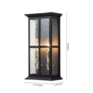 Farmhouze Light-Modern Candle Style Ripple Glass Outdoor Wall Lantern-Wall Sconce-Black-