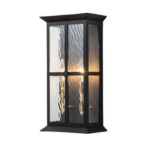 Farmhouze Light-Modern Candle Style Ripple Glass Outdoor Wall Lantern-Wall Sconce-Black-