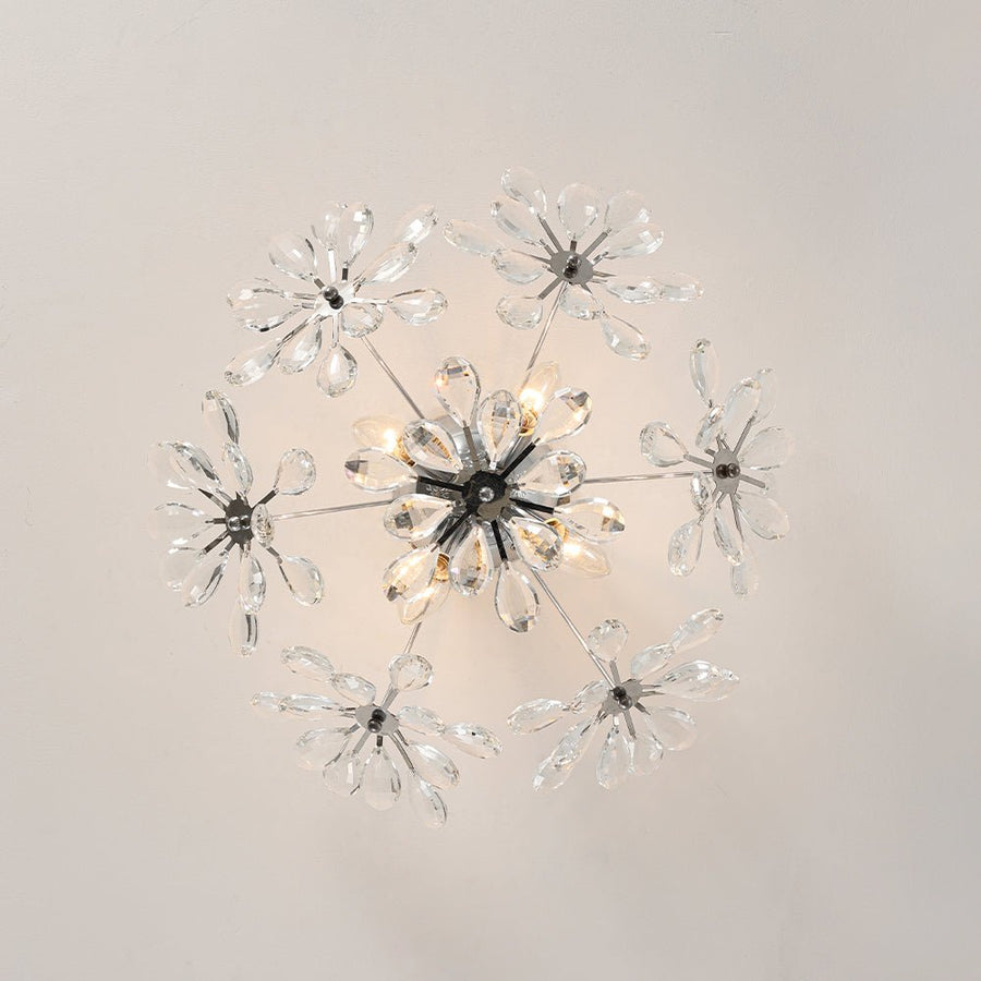 Farmhouze Light - Modern Crystal Floral Firework Starburst Semi Flush Mount - Ceiling Light - Chrome - 