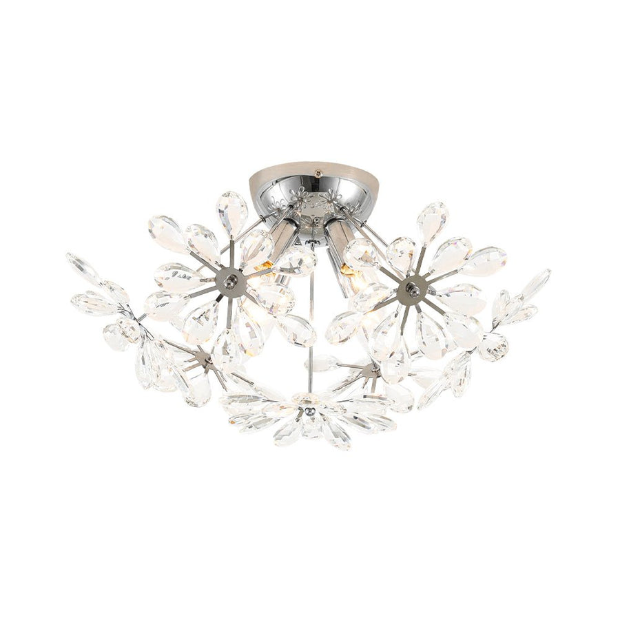 Farmhouze Light - Modern Crystal Floral Firework Starburst Semi Flush Mount - Ceiling Light - Chrome - 