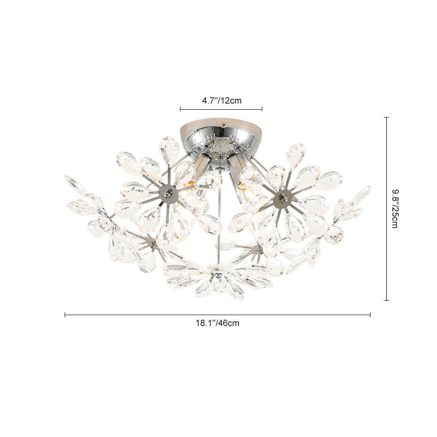 Farmhouze Light - Modern Crystal Floral Firework Starburst Semi Flush Mount - Ceiling Light - Chrome - 