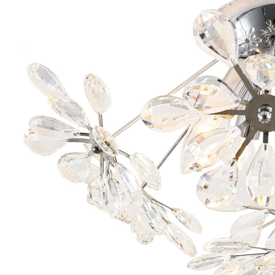 Farmhouze Light - Modern Crystal Floral Firework Starburst Semi Flush Mount - Ceiling Light - Chrome - 