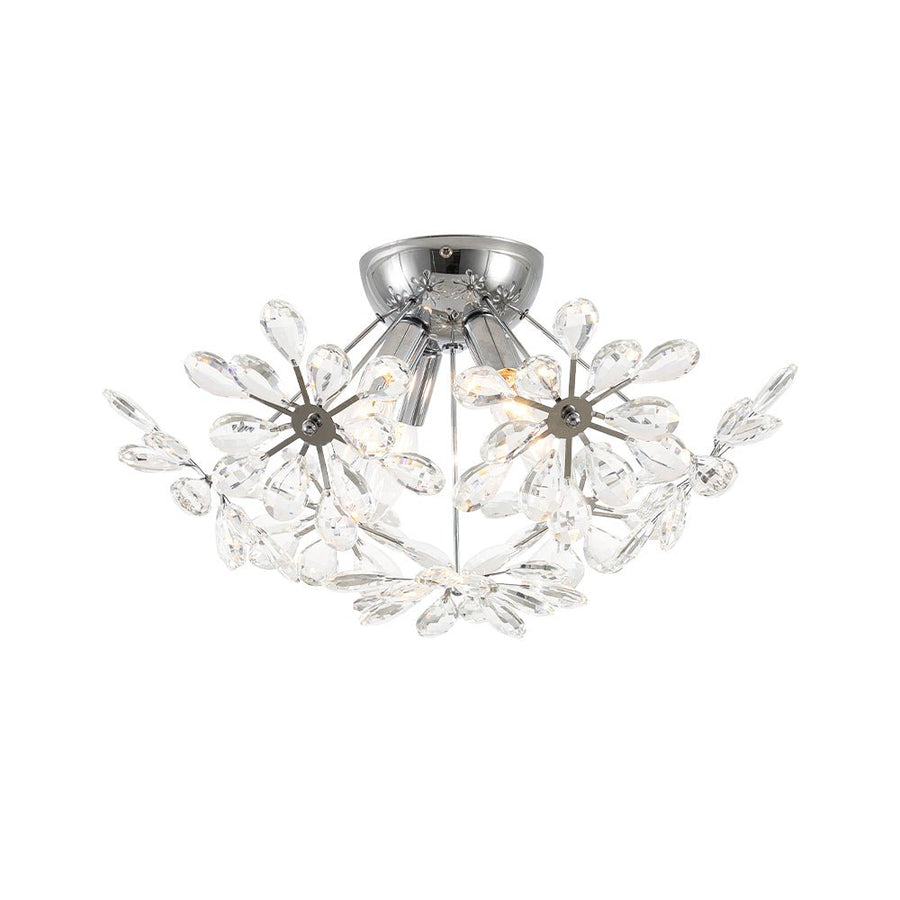 Farmhouze Light - Modern Crystal Floral Firework Starburst Semi Flush Mount - Ceiling Light - Chrome - 