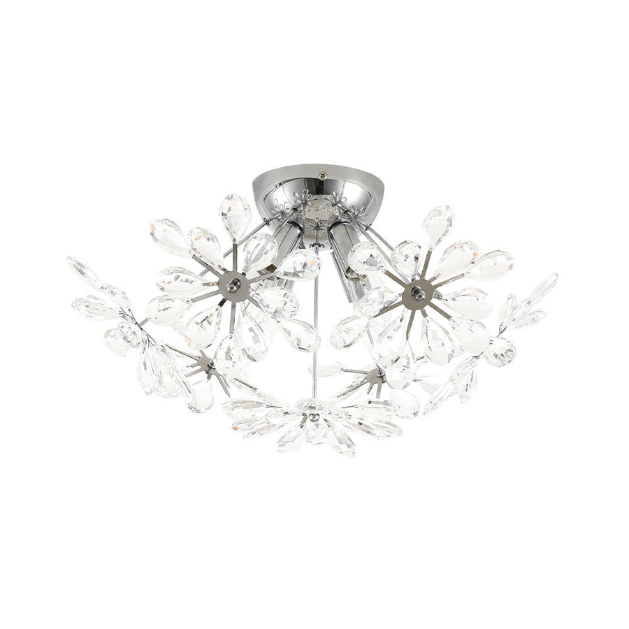 Farmhouze Light - Modern Crystal Floral Firework Starburst Semi Flush Mount - Ceiling Light - Chrome - 