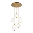 Load image into Gallery viewer, Farmhouze Light - Modern Dimmable LED 5 - Light Striped Glass Cluster Pendant - Chandelier - Brass - 
