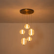 Load image into Gallery viewer, Farmhouze Light - Modern Dimmable LED 5 - Light Striped Glass Cluster Pendant - Chandelier - Brass - 
