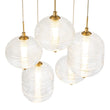 Load image into Gallery viewer, Farmhouze Light - Modern Dimmable LED 5 - Light Striped Glass Cluster Pendant - Chandelier - Brass - 
