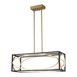 Farmhouze Light - Modern Dimmable LED Rectangle Cage Kitchen Island Pendant - Chandelier - 28.5 in - 