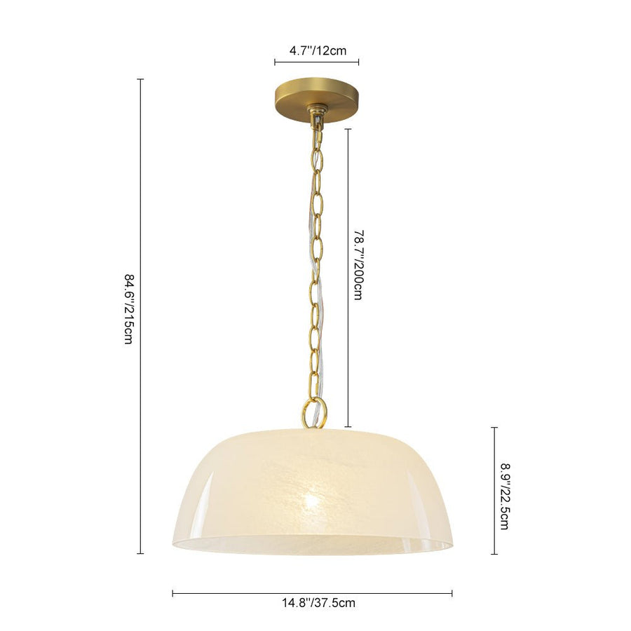 Farmhouze Light - Modern Elegant Brass Single Glossy Milk Cloudy Glass Pendant Light - Pendant - Brass - 