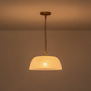 Farmhouze Light - Modern Elegant Brass Single Glossy Milk Cloudy Glass Pendant Light - Pendant - Brass - 