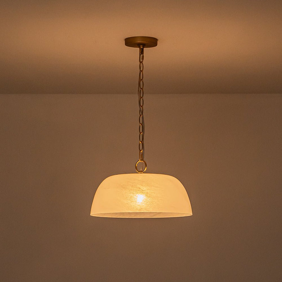Farmhouze Light - Modern Elegant Brass Single Glossy Milk Cloudy Glass Pendant Light - Pendant - Brass - 