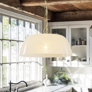 Farmhouze Light - Modern Elegant Brass Single Glossy Milk Cloudy Glass Pendant Light - Pendant - Brass - 