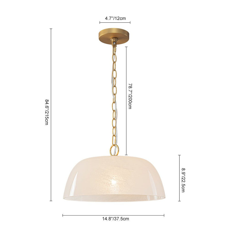 Farmhouze Light - Modern Elegant Brass Single Glossy Milk Cloudy Glass Pendant Light - Pendant - Brass - 