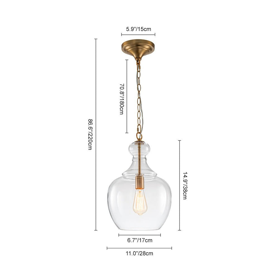 Farmhouze Light - Modern Farmhouse Bell Glass Shade Single Pendant Light - Pendant - Brass - 