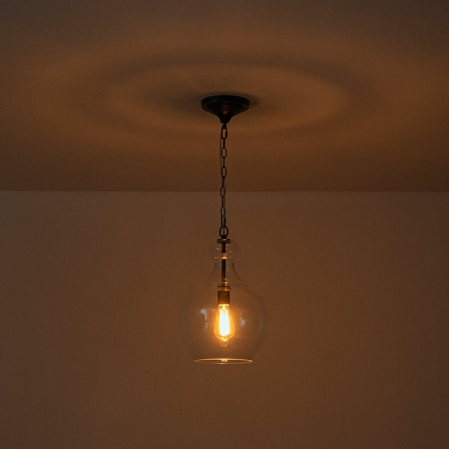 Farmhouze Light - Modern Farmhouse Bell Glass Shade Single Pendant Light - Pendant - Brass - 