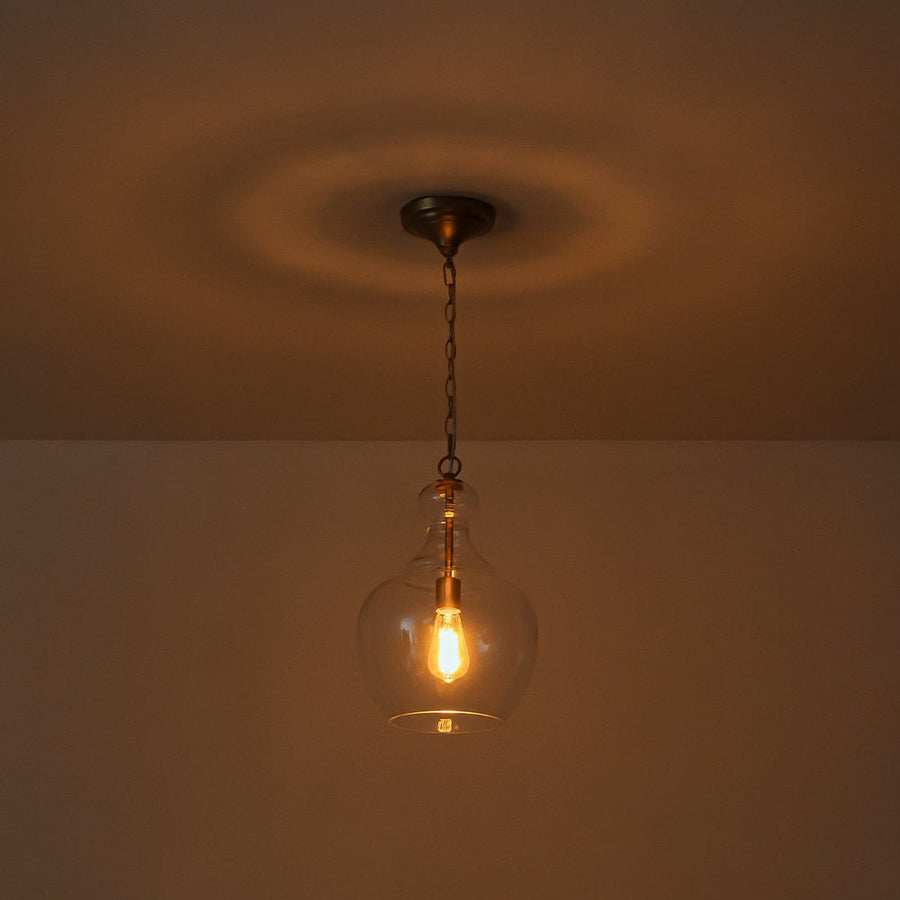 Farmhouze Light - Modern Farmhouse Bell Glass Shade Single Pendant Light - Pendant - Brass - 
