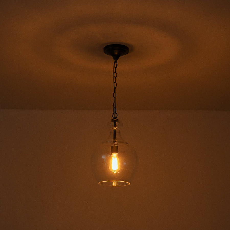 Farmhouze Light - Modern Farmhouse Bell Glass Shade Single Pendant Light - Pendant - Brass - 