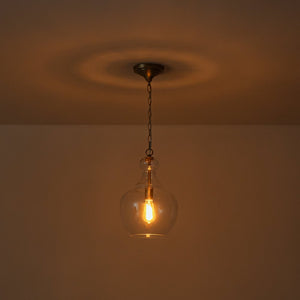 Farmhouze Light - Modern Farmhouse Bell Glass Shade Single Pendant Light - Pendant - Brass - 